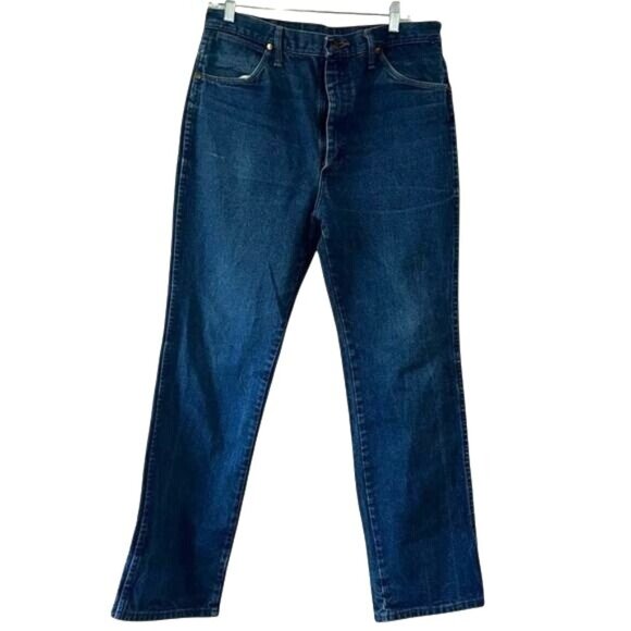 Wrangler 36x32 Mens Blue Denim Jeans 100% Cotton Straight Fit - Picture 1 of 10